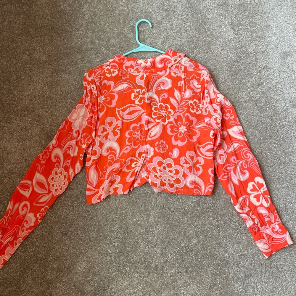 Olivaceous Red and Pink Floral Top